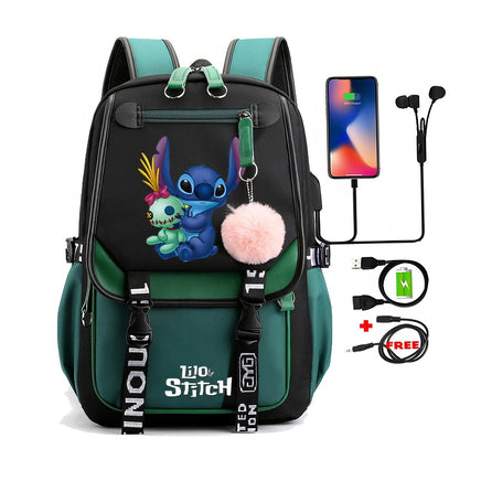 Stitch Backpack Cartoon Student Teenagers Bookbag Boy Girl Travel School - Lusy Store LLC