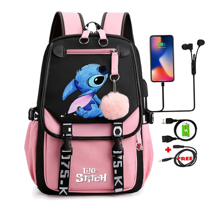 Stitch Backpack Cartoon Student Teenagers Bookbag Boy Girl Travel School - Lusy Store LLC