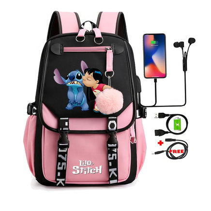 Stitch Backpack Cartoon Student Teenagers Bookbag Boy Girl Travel School - Lusy Store LLC