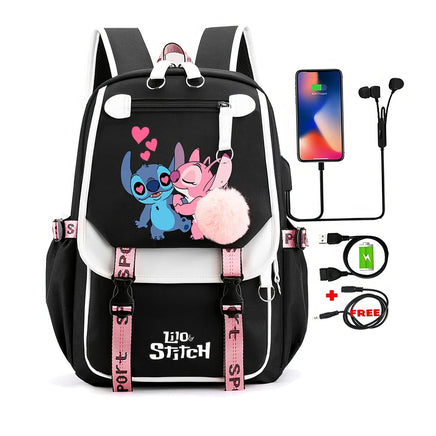 Stitch Backpack Cartoon Student Teenagers Bookbag Boy Girl Travel School - Lusy Store LLC