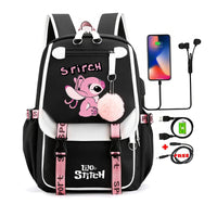 Stitch Backpack Cartoon Student Teenagers Bookbag Boy Girl Travel School - Lusy Store LLC