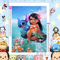 Stitch Diamond Painting Kit - Cute Lilo And Stitch Cartoon Design Full Drill Cross Stitch Mosaic - Lusy Store LLC