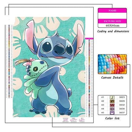 Stitch Diamond Painting Kit - Cute Lilo And Stitch Cartoon Design Full Drill Cross Stitch Mosaic - Lusy Store LLC