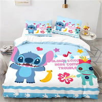 Stitch Duvet Cover Anime Angel with Pillowcase Kids Comfortable Cover Bed Set Full Twin Queen King Bedroom - Lusy Store LLC