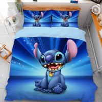 Stitch Duvet Cover Drinking Coconut Juice Anime Bedding Set Boys Girls Children Adult Single Double Quilt Cover - Lusy Store LLC