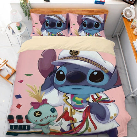 Stitch Duvet Cover Drinking Coconut Juice Anime Bedding Set Boys Girls Children Adult Single Double Quilt Cover - Lusy Store LLC