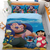 Stitch Duvet Cover Drinking Coconut Juice Anime Bedding Set Boys Girls Children Adult Single Double Quilt Cover - Lusy Store LLC