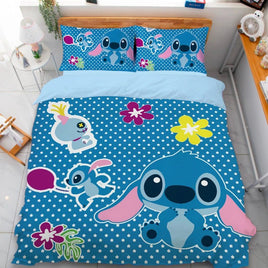 Stitch Duvet Cover Drinking Coconut Juice Anime Bedding Set Boys Girls Children Adult Single Double Quilt Cover - Lusy Store LLC