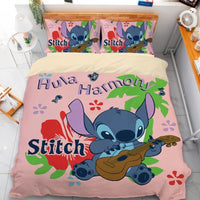 Stitch Duvet Cover Drinking Coconut Juice Anime Bedding Set Boys Girls Children Adult Single Double Quilt Cover - Lusy Store LLC