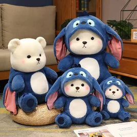 Stitch Plush Toy - Cute Bear Transforms into Stitch - Soft Stuffed Cartoon Animal Doll - Lusy Store LLC