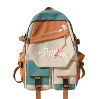 Stylish Two - tone Double - Shoulder Travel Schoolbag with Eye - catching Stitching Detail - Lusy Store LLC