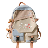 Stylish Two - tone Double - Shoulder Travel Schoolbag with Eye - catching Stitching Detail - Lusy Store LLC