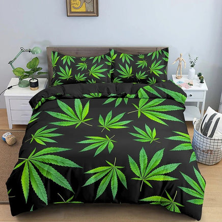 Vibrant and Artistic Psychedelic Weed Leaf Bedding Set - Lusy Store LLC