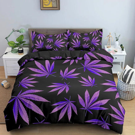 Vibrant and Artistic Psychedelic Weed Leaf Bedding Set - Lusy Store LLC