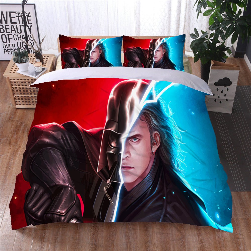 Anakin Skywalker Star Wars Bedding Duvet Covers Comforter Set Quilted Blanket Blue Red Bed Set LS22706