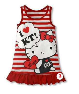 Baby Girls Hello Kitty Dress Baby Girl Sundress Cartoon Hooded Dresses Kids Dress - Lusy Store
