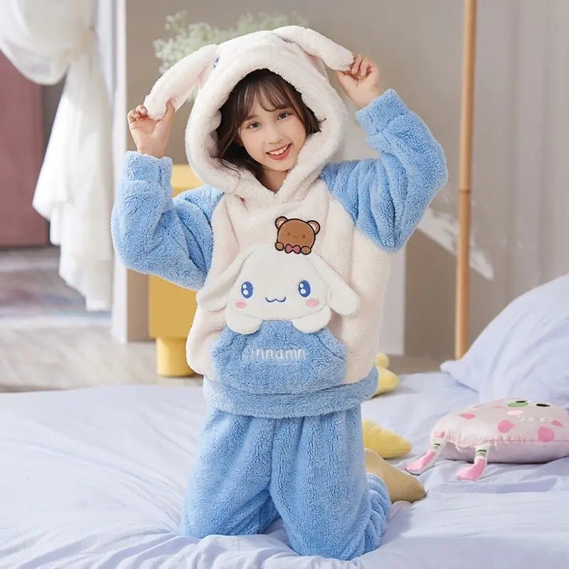 Cinnamoroll Pajamas Kawaii Pyjama Set Female Velvet Cute Anime Sleepwear Pjs  New
