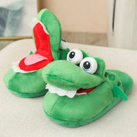 Crocodile Slippers With Moving Mouth Funny Cotton Non-slip Ladies Home Cotton Shoes Cute Gifts - Lusy Store LLC