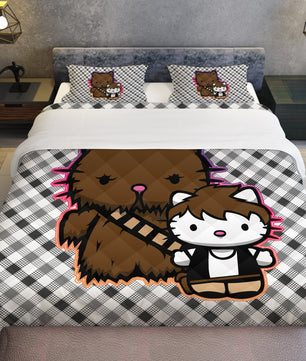 Cute Hello Kitty Bed Set Star Wars Black and White Stripes Bedding Set - Lusy Store LLC