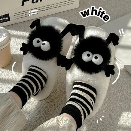 Cute Slippers Funny Women Plush Shoes Soft Bottom Home Cotton Flip Flops Cartoon Girls Furry Slippers - Lusy Store LLC