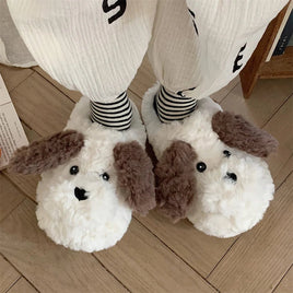 Dog Slippers Girls Indoor Home Warm Cotton Cartoon Soft Plush Indoor Home Couple Slippers - Lusy Store LLC