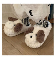 Dog Slippers Girls Indoor Home Warm Cotton Cartoon Soft Plush Indoor Home Couple Slippers - Lusy Store LLC