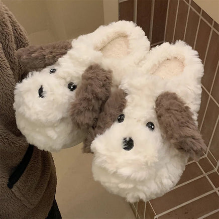 Dog Slippers Girls Indoor Home Warm Cotton Cartoon Soft Plush Indoor Home Couple Slippers - Lusy Store LLC