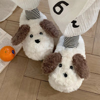 Dog Slippers Girls Indoor Home Warm Cotton Cartoon Soft Plush Indoor Home Couple Slippers - Lusy Store LLC