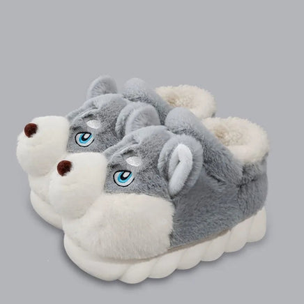 Dog Slippers Warm Indoor For Women Men Soft Faux Fur Home Shoes Cute Puppy Shape Platform Plush Slippers - Lusy Store LLC