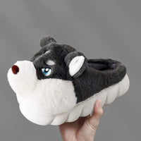 Dog Slippers Warm Indoor For Women Men Soft Faux Fur Home Shoes Cute Puppy Shape Platform Plush Slippers - Lusy Store LLC