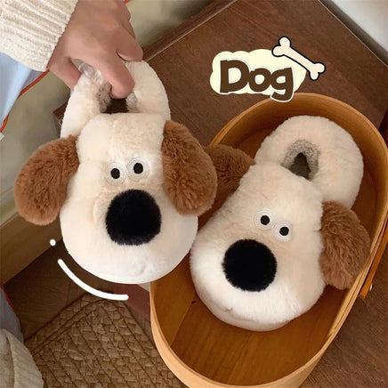 Dog Slippers Womens Cotton Warm Plush Slippers Home Casual Comfort Soft Sole Anti Slip - Lusy Store LLC