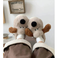 Dog Slippers Womens Cotton Warm Plush Slippers Home Casual Comfort Soft Sole Anti Slip - Lusy Store LLC