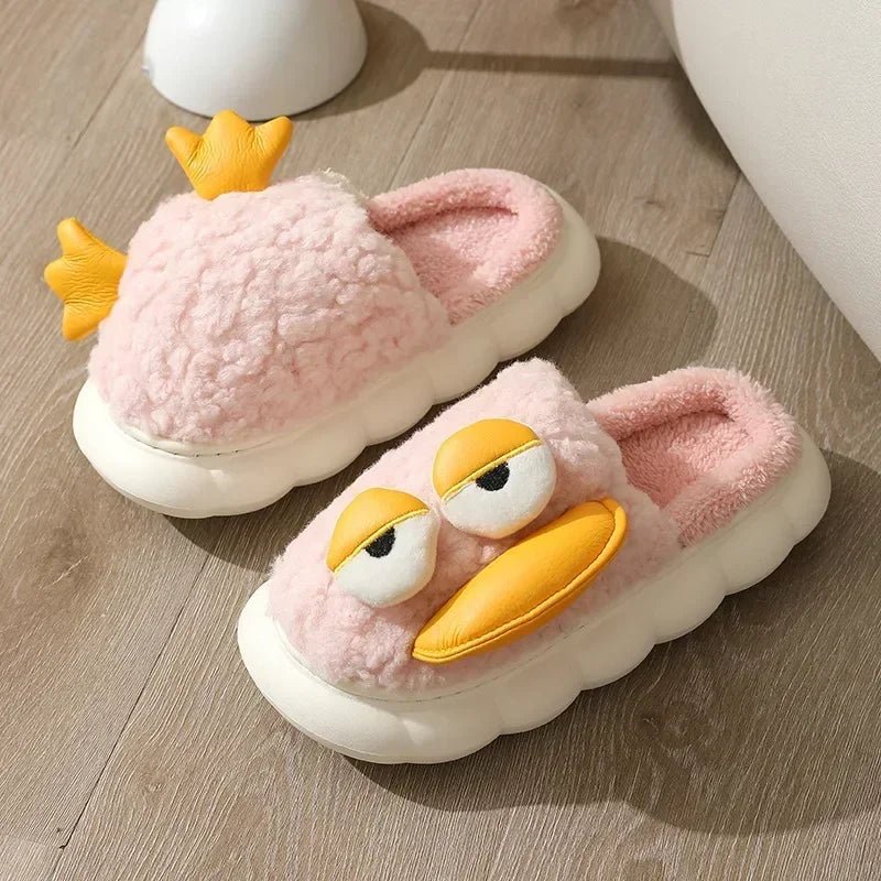 Duck Slippers Plush Women Men Funny Warm Couple Shoes Soft