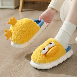 Duck Slippers Plush Women Men Funny Warm Couple Shoes Soft Household Cartoon Indoor - Lusy Store LLC