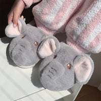 Elephant Slippers Cotton Female Cute Cartoon Indoor Home Shoes Plush Warm Soft - Lusy Store LLC