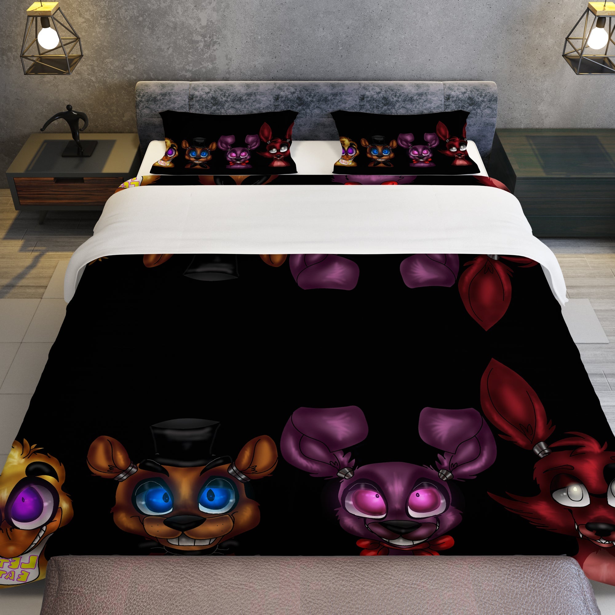 FNaF Bedding Set Cute Nightmare Bonnie Foxy Freddy Chica Quilt Set 3D |  Lusy Store LLC