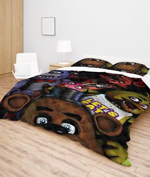 FNaF Bedding Set Freddy Fazbear Glamrock Bonnie Chica Foxy Quilt Blanket FNaF Gift - Lusy Store LLC