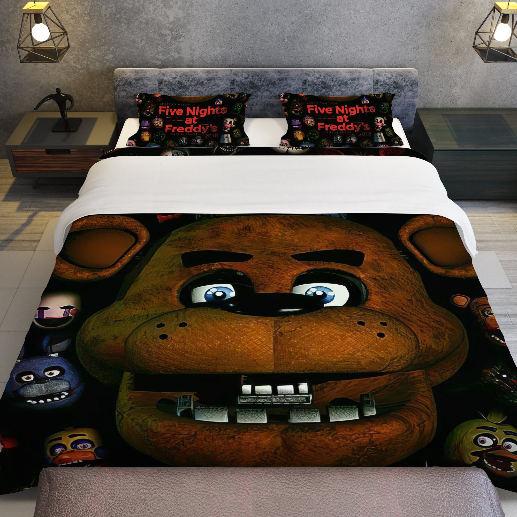 FNaF Bedding Set Game Freddy Fazbear Golden Freddy Black Quilt Set| Lusy  Store LLC