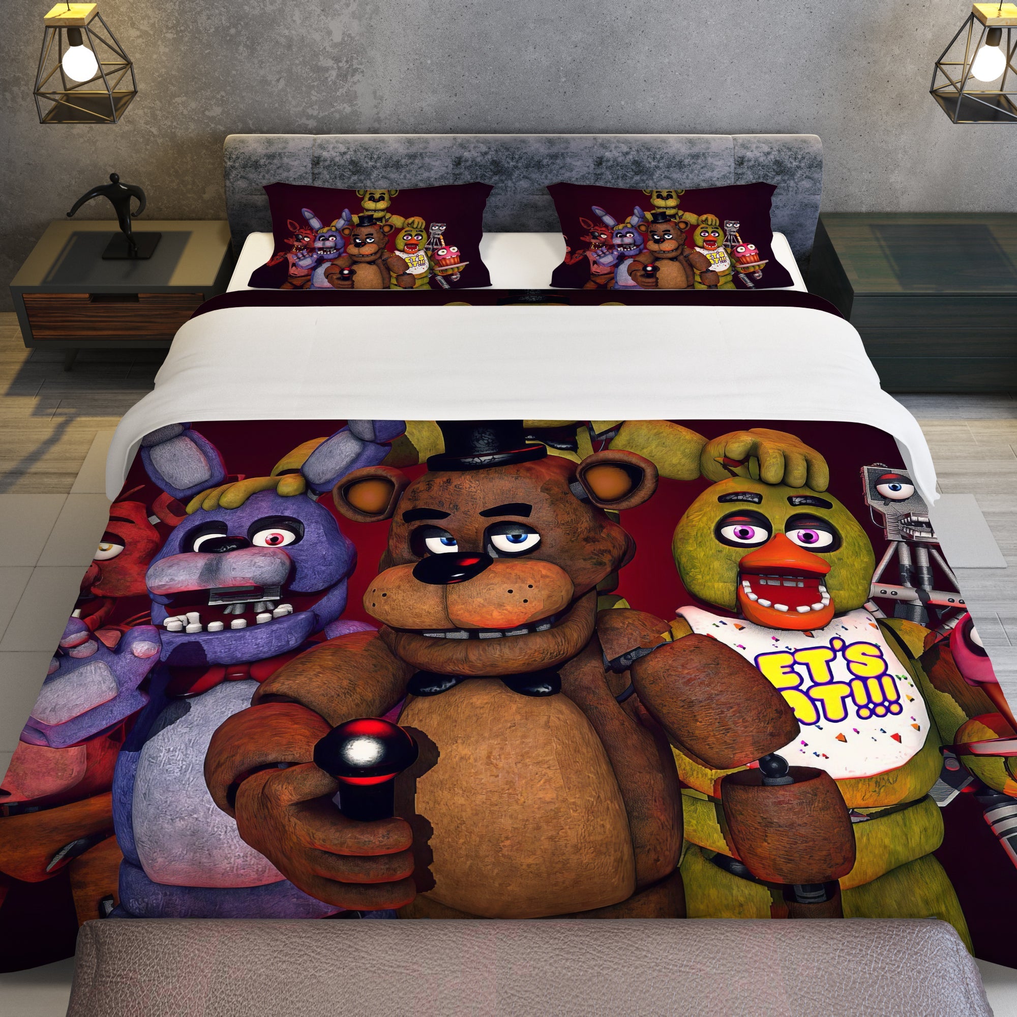 FNaF Bedding Set Quilt Set Cute Freddy Fazbear Chica Fox Bed Linen