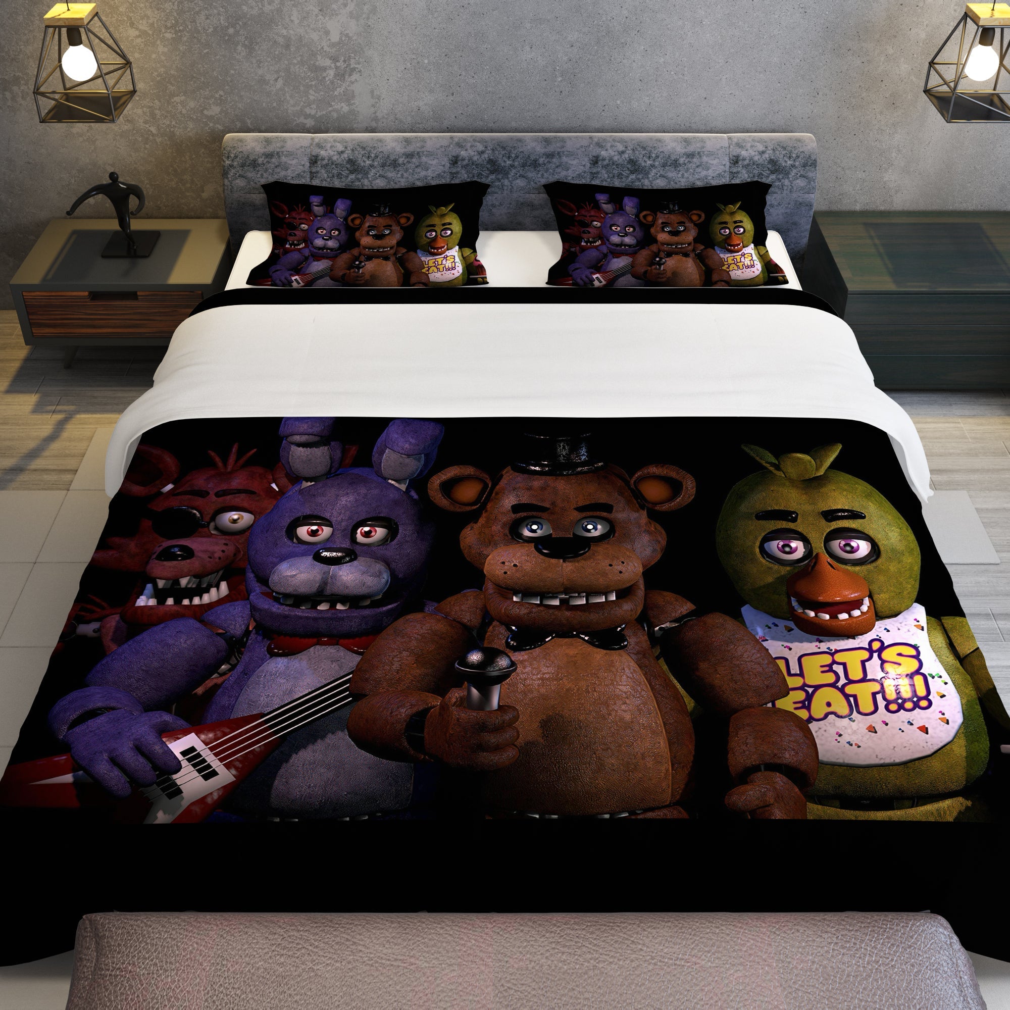 FNaF Bedding Set Freddy Fazbear Chica Foxy Glamrock Quilt Blanket FNaF