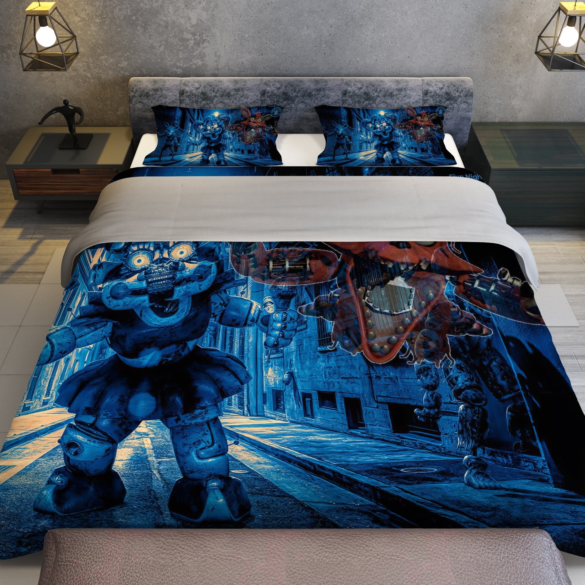 Horror Video Game Fan Gift, Five Nights At Freddy's Sister Location Quilt  Blanket Bedding Set - Bluefink