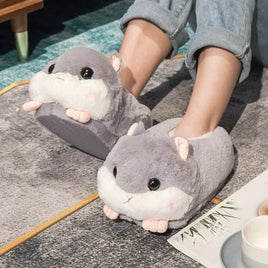 Hamster Slippers Cartoon Warm Kawaii Unicorn Plush Shoes Soft Sole Flat Home Cotton Shoes - Lusy Store LLC