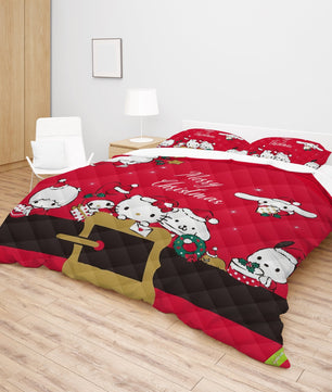 Hello Kitty Bed Set Christmas Red Blanket Cozy Comfort With Cute Sanrio Characters - Lusy Store LLC