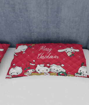 Hello Kitty Bed Set Christmas Red Blanket Cozy Comfort With Cute Sanrio Characters - Lusy Store LLC
