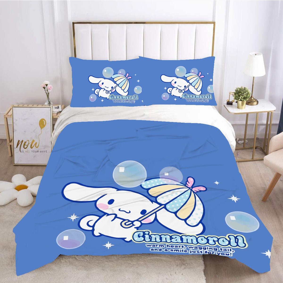 Sanrio Hello Kitty Bedding Set Cute Cotton Four Piece Double Queen Size  Pillowcase Bed Linens Girl Dorm Bedclothes Home Textile