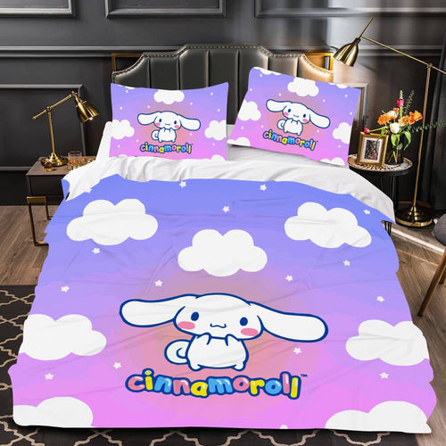 Cinnamoroll Bed Set Purple Bed Linen Cute Sanrio Cartoon Duvet Cover L ...