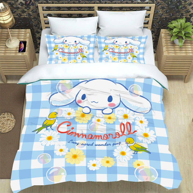 Hello Kitty Bed Set Cinnamoroll Sanrio Cute Bed Sheets Cartoon Bed Cot ...