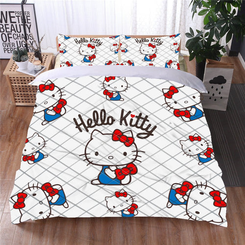 Hello Kitty Bed Set White Cute Bed Linen and Quilt Set LS22785| Lusy ...