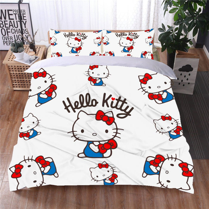 Hello Kitty Bed Set Cotton Sanrios Cute Bed Sheets Cartoon Bed Comfort ...