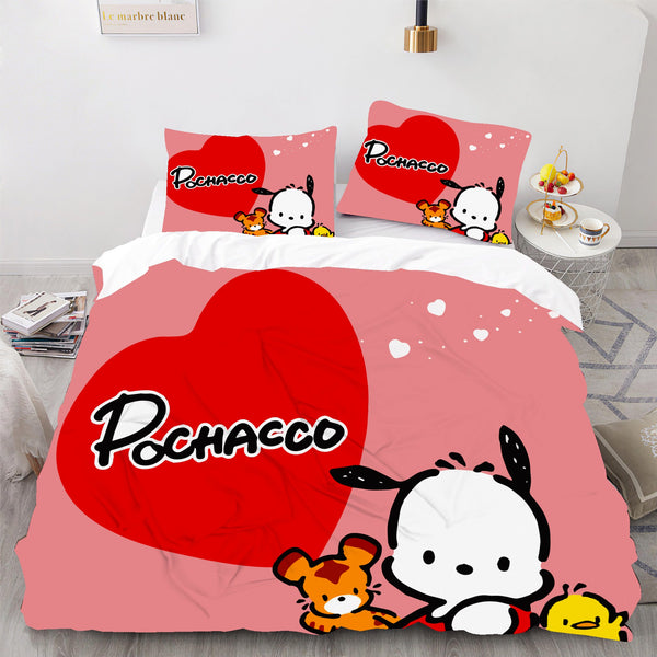 Pochacco Bed Set Pochacco Cute Bed Sheets Cartoon Bed Cotton Comforter ...